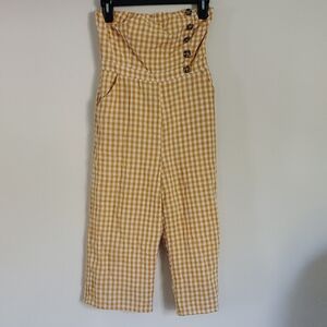 Lulu's Mustard Gingham Cropped Pants